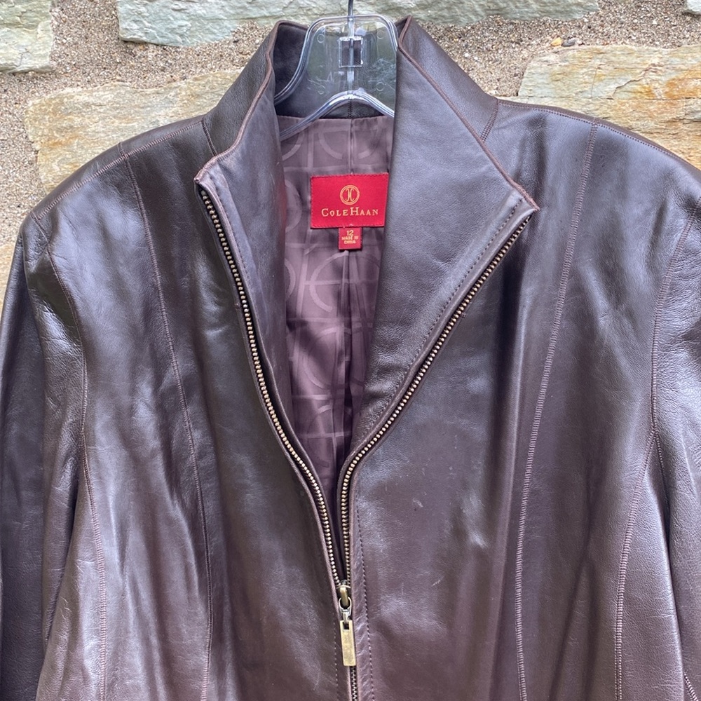 Cole Haan Lambskin Leather Jacket - Picture 4 of 7